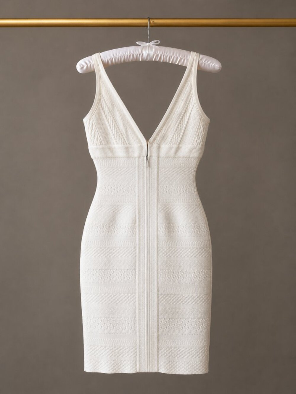 Hervé Léger "Lauren" Bandage Bodycon Mini Dress Ivory White Size S - Picture 4 of 10